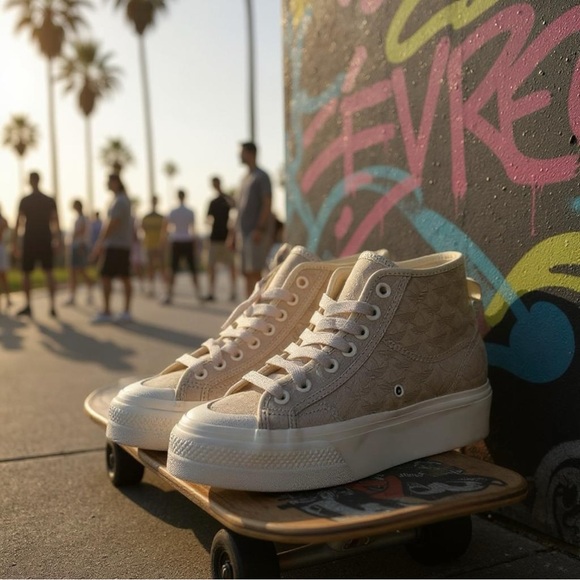 Adidas Nizza Beige Platform High Tops Women’s 7 Rare - Picture 2 of 8